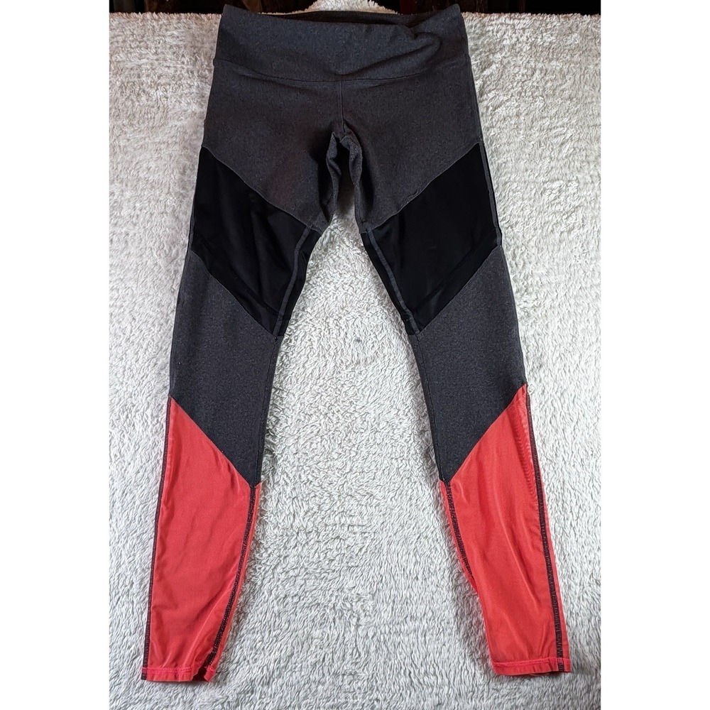 Alo Yoga Colorblock Capri Leggings Womens Small Grey Black Red Mid Rise